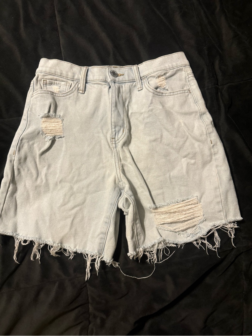 SO Super High Rise Distressed Dad Denim Shorts Size 5/27
